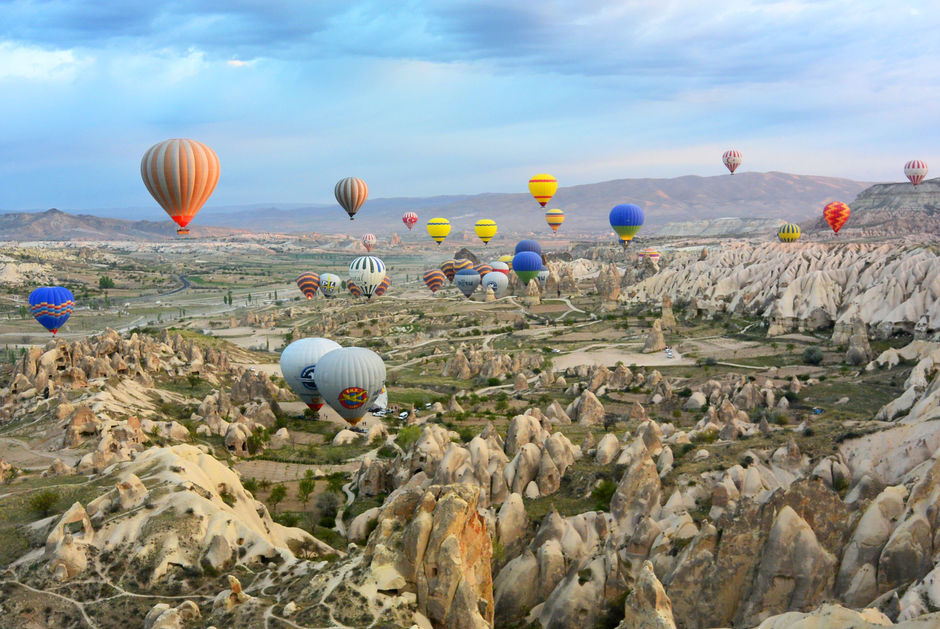 Lots of balloons in the sky in Cappadocia
