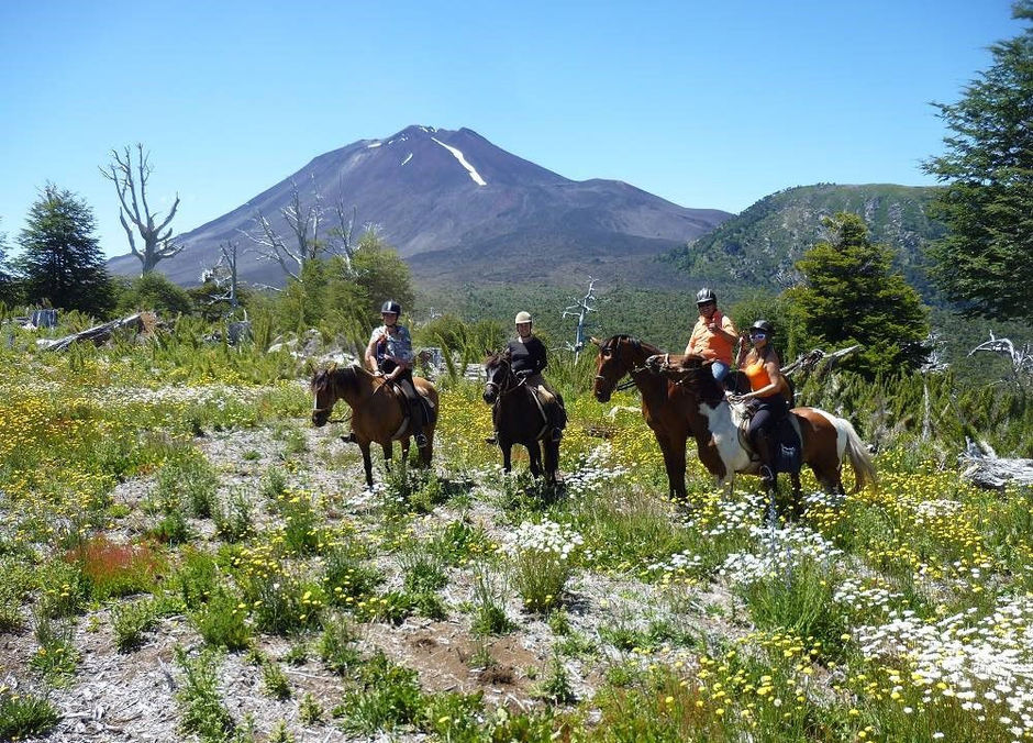 Horseback riding tour through a volcanic valley in Chile